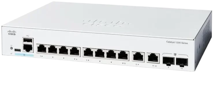 Switch Cisco Catalyst 1200 con 8 puertos Ethernet para redes empresariales compactas