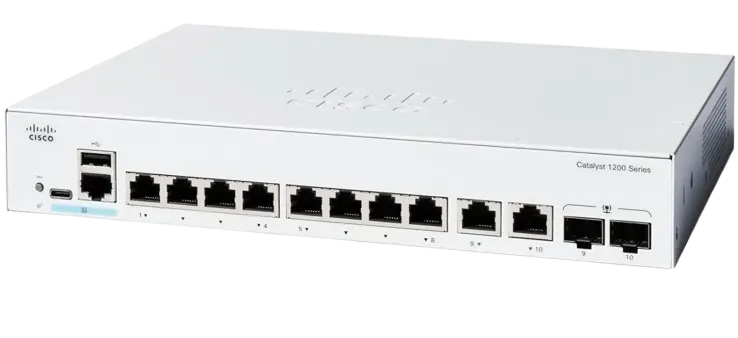 Switch Cisco Catalyst 1200 con 8 puertos Ethernet para redes empresariales compactas